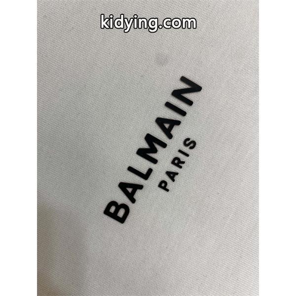 BALMAIN コピー 秋冬日常ベーシック 定番 ブラック × ホワイト 2 色 円领 ミニロゴ 長袖T シャツ バルマン-4