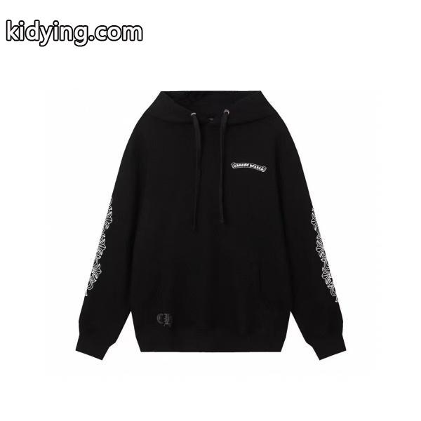 CHROME HEARTS 偽物 パーカー 洗練 ピンク クロスロゴ モノトーン ブラックホワイト クロムハーツ-0