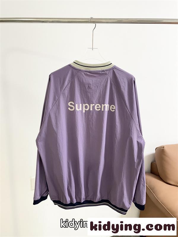 配色プルオーバー シュプリーム コピー 長袖Tシャツ Vネック ブルーグレー 切替デザイン デイリー Supreme 人気 美潮 復古スポーツ-8