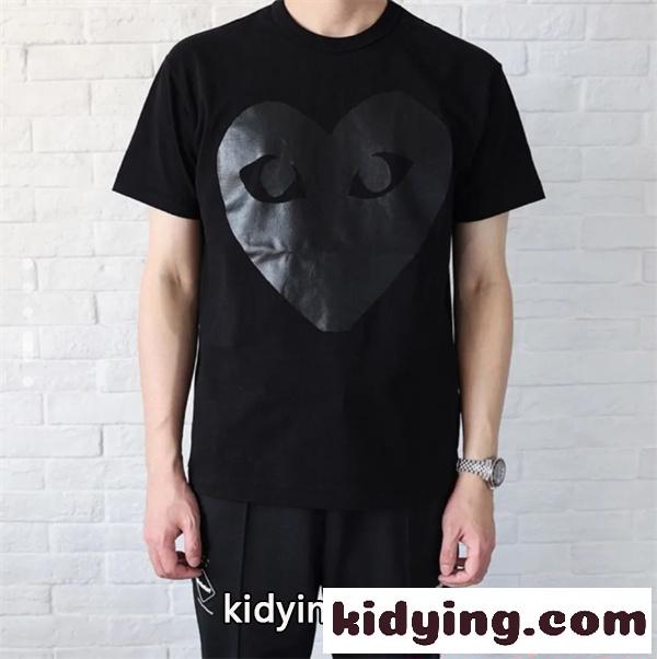 コムデギャルソン プレイ COMME des GARÇONS PLAY 激安 Tシャツ 半袖 ブラックハート モノトーン フロントプリント ミニマル 洗練 ユニセックス 軽量 コットン 黒-4