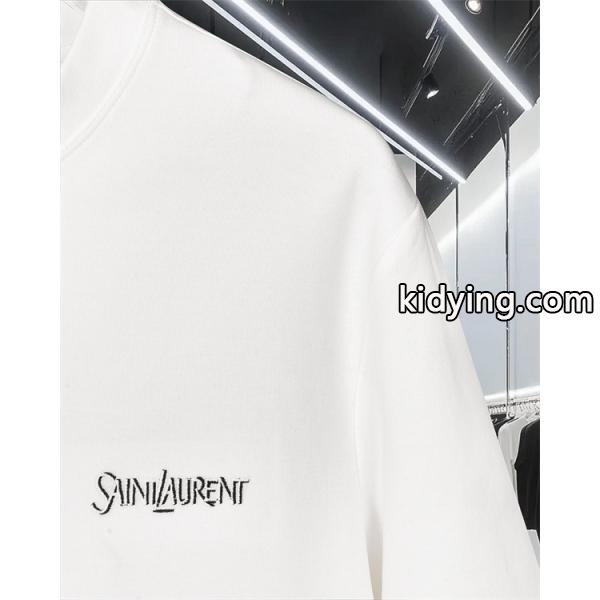 SAINT LAURENT コピー 秋冬ベーシック万能 ブラック ミニロゴ ロングスリーブ T シャツ サンローラン-5