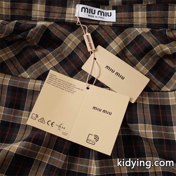 MIUMIU ミュウミュウ コピー 重ね着向き ブラウン チェック シャツ クラシック-4
