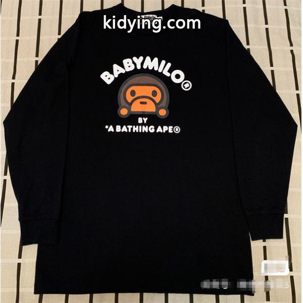 ホワイト × ブラック プリント 長袖 T シャツ ベイプ BAPE コピー 秋冬ストリート可愛らしい-1