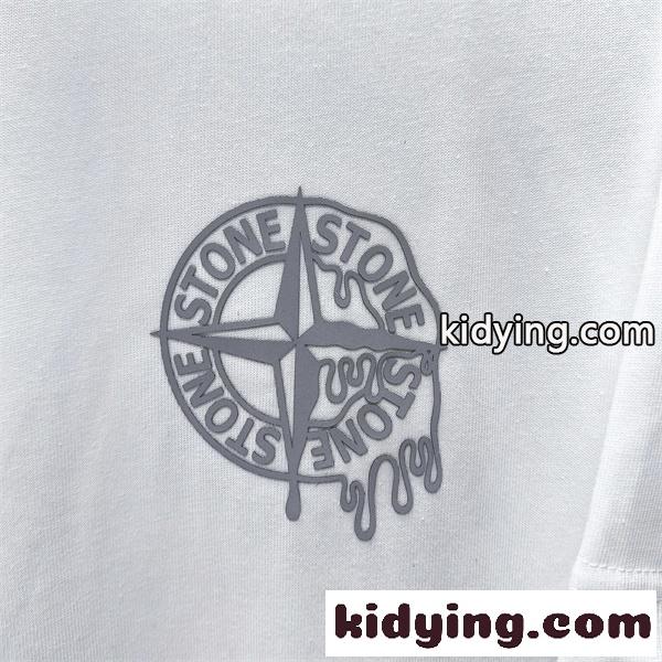 クルーネックTシャツ ミニロゴデザイン 都会派カジュアル STONE ISLAND ストーンアイランド コピー Tシャツ 普段使い 好評アイテム-8