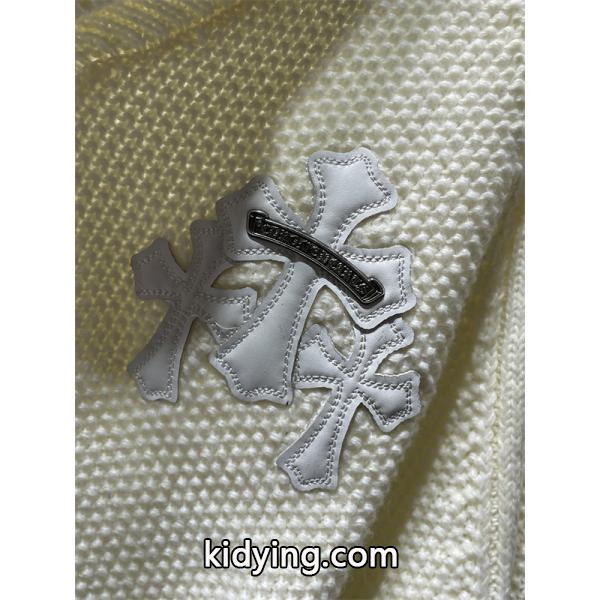 グレー 質感豊かな十字刺繍 カーディガン 数量限定 秋冬高級アイテム クロムハーツ 偽物 Chrome Hearts ニット-6
