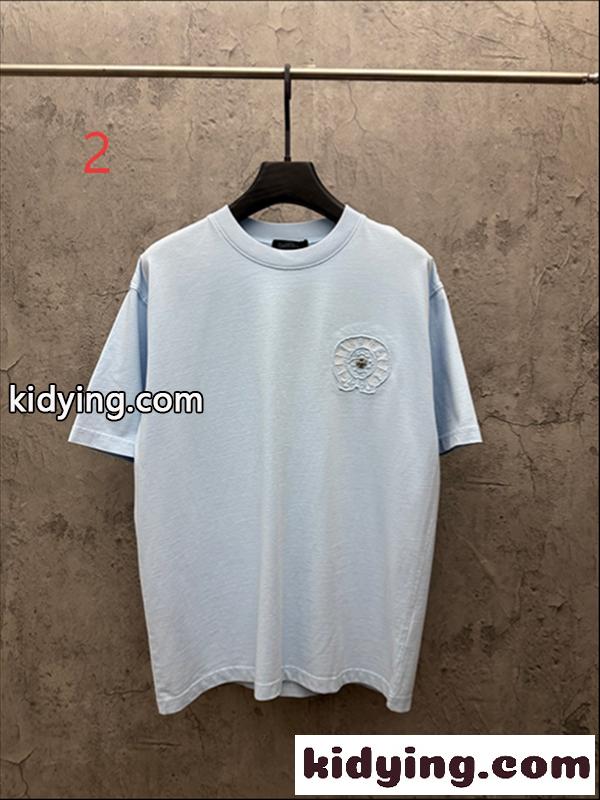 クリームベージュ 半袖Tシャツ Chrome Hearts クロムハーツ コピー 胸元グリーンサークルロゴ クルーネック ワンポイントデザイン-3