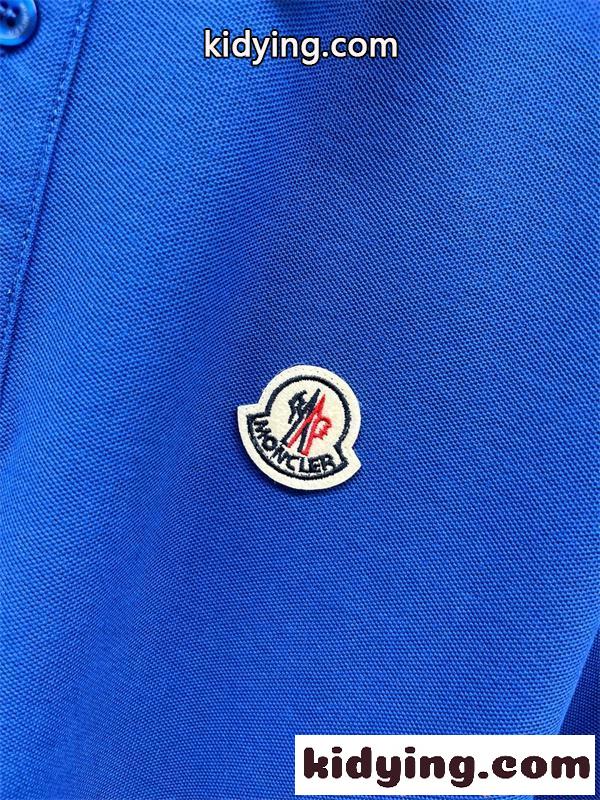 ポロシャツ 半袖 モンクレール コピー ブルー ワンポイントロゴ 鹿の子風 シンプル Moncler 爽やか 上品カジュアル-5