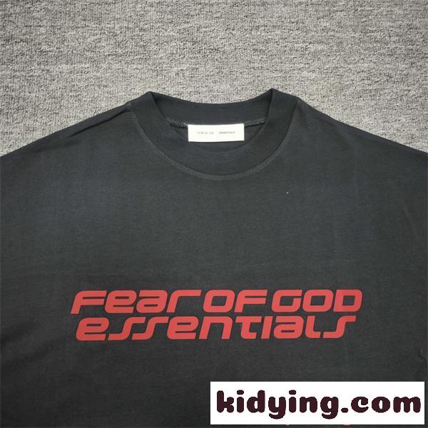 エッセンシャルズ コピー レッドロゴ 半袖Tシャツ ESSENTIALS ブラックモード インパクト デザイン性 人気-1