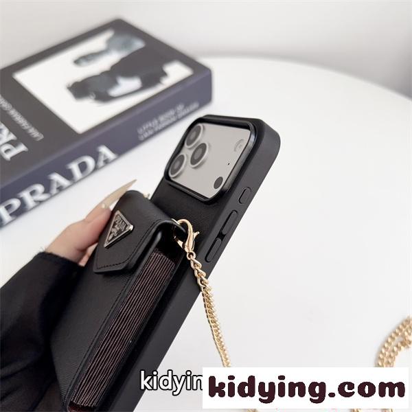 スマホケース チェーン付き PRADA ミニバッグ風 カードポケット付き プラダ コピー レディース-6
