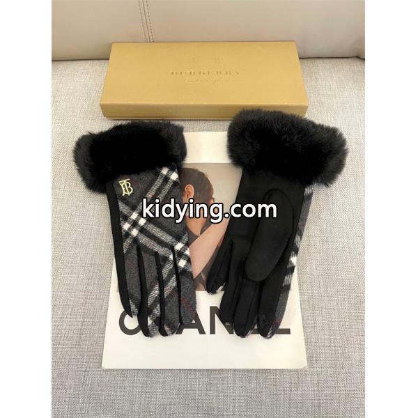 注目小物 防寒重視 グレー チェック グローブ ファートリム 上品 BURBERRY バーバリー コピー-2
