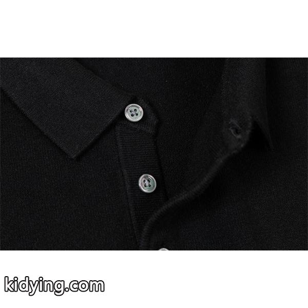 MONCLER ブラック / グレー セーター POLO ブルー スマイル ロゴ 2025秋冬 モンクレール スーパーコピー-6