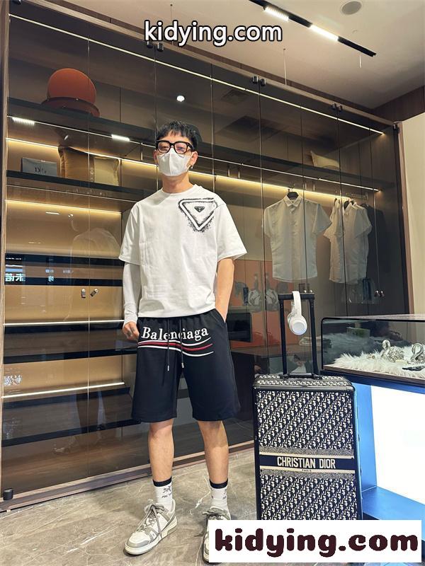 バレンシアガ コピー ハーフパンツ BALENCIAGA プリント スポーティー インパクト おしゃれ 夏コーデ-3