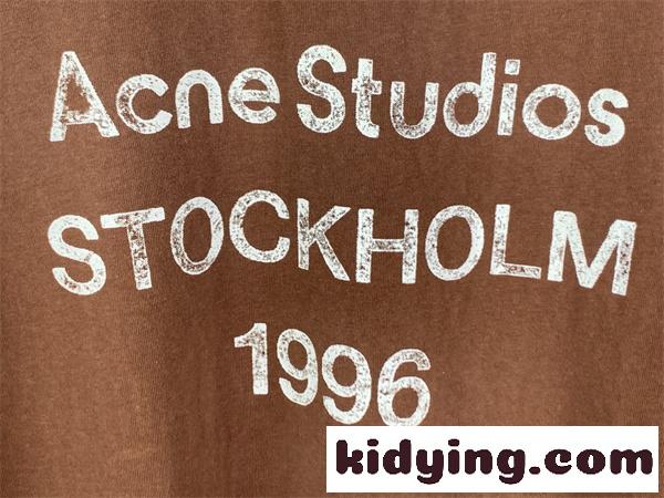 マルチカラー ブルー ロングスリーブTシャツ Acne Studios アクネ ストゥディオズ コピー フロントロゴプリント 丸首 リラックスフィット-6