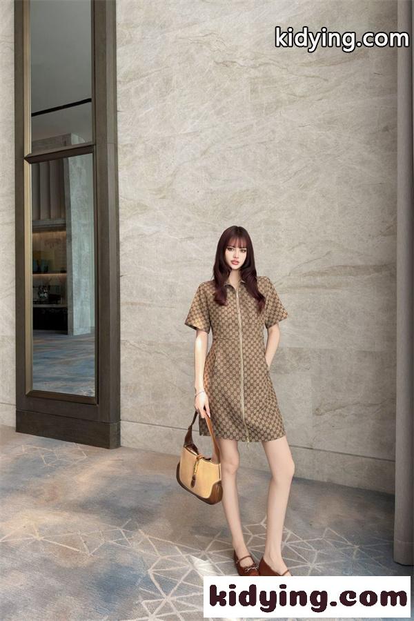 春夏新作 シャツカラーワンピース ジップデザイン GUCCI グッチ コピー ワンピース エレガント お出かけコーデ-6
