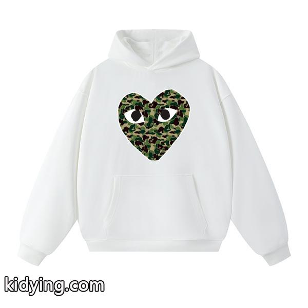 BAPE ブラック カモフラージュ ハート 連帽 スウェット コムデギャルソン ベイプ コラボ スーパーコピー 秋冬-3