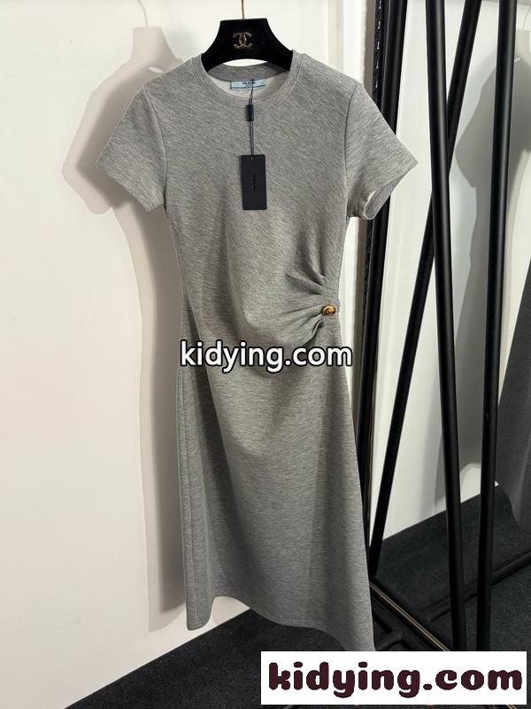 スリムフィット 上品 ドレープデザイン プラダ コピー 半袖ワンピース レディース PRADA-4