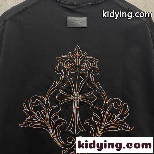 CHROME HEARTS クロムハーツ 2026新作 メンズ 半袖Tシャツ クロスフローラル 刺繍 グラフィック オーバーサイズ 高街風-3