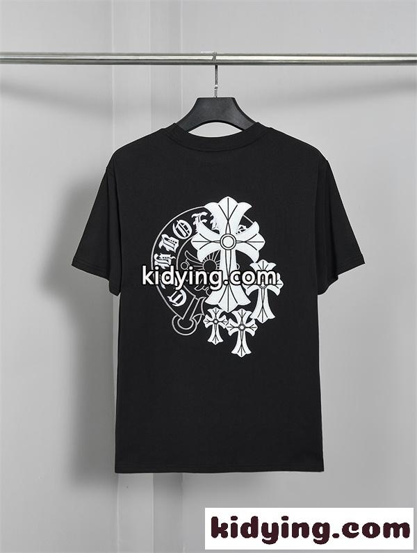 ホワイト 半袖Tシャツ Chrome Hearts クロムハーツ コピー 胸元ワンポイントロゴ バックビッグクロスグラフィック クルーネック モノトーンデザイン-7