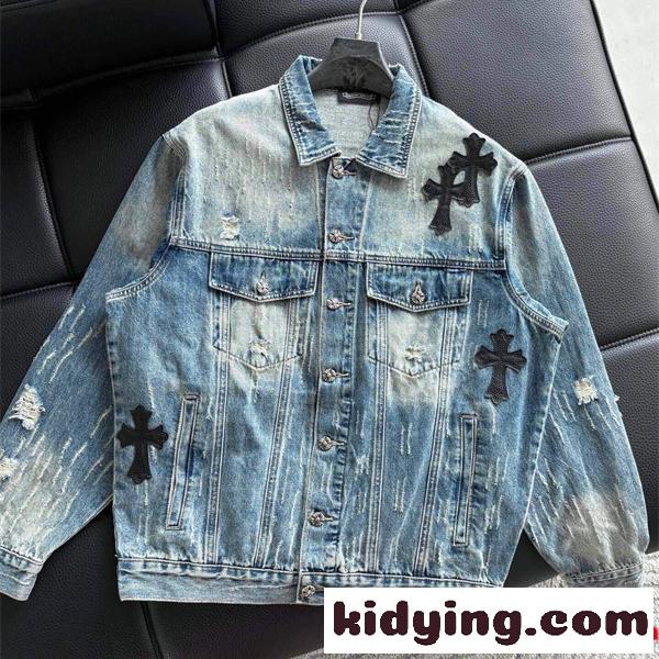 CHROME HEARTS クロムハーツ コピー デニムジャケット ヴィンテージ加工 無骨 トレンド 2026新作-0