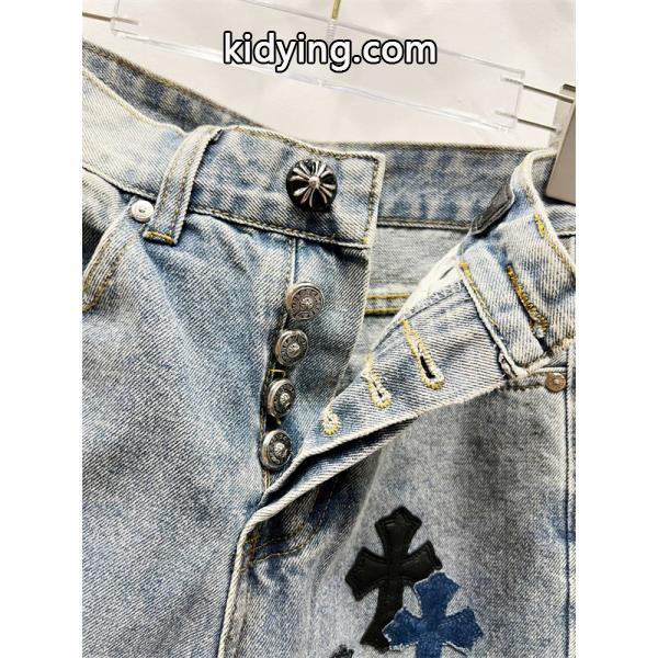 存在感 クロムハーツ Chrome Hearts コピー 異素材ミックス トレンド対応 デニムパンツ-2