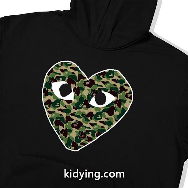 BAPE ブラック カモフラージュ ハート 連帽 スウェット コムデギャルソン ベイプ コラボ スーパーコピー 秋冬-4