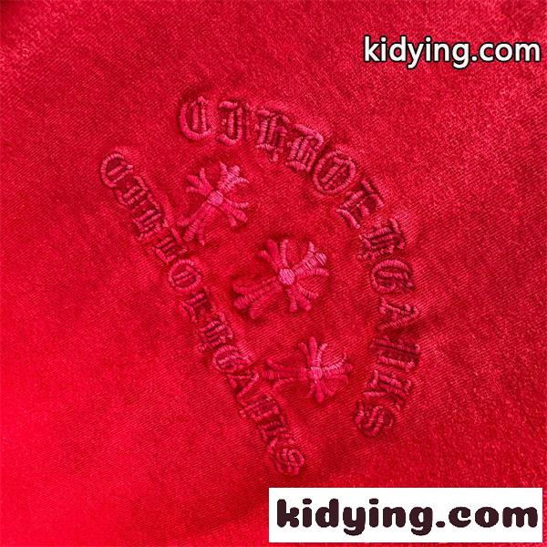 半袖Tシャツ 赤色 クロムハーツ コピー 刺繍デザイン バックロゴ クロス装飾 Chrome Hearts 高級感 モードカジュアル-7