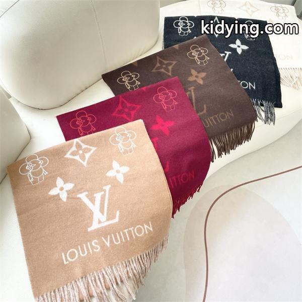 Louis Vuitton ルイ・ヴィトン 2025限定 モノグラム×フラワーマスコット カシミヤマフラー 191×46cm-1