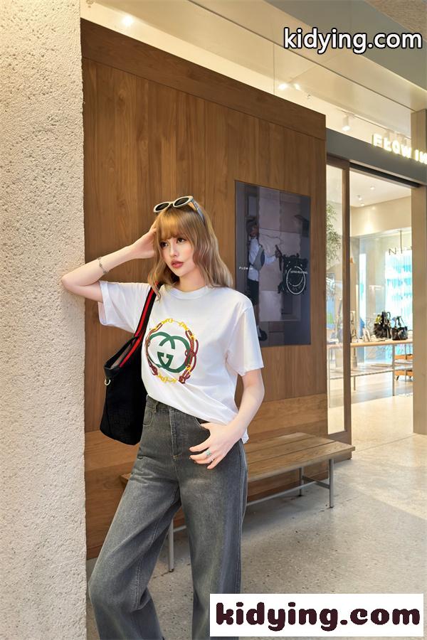 ロゴプリントTシャツ チェーンデザイン 大人気 GUCCI グッチ コピー Tシャツ カジュアルストリート 2026新作-2