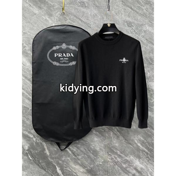 Prada プラダ 新作 ホワイト ブラック クラシックロゴデザイン 高品質 人気 偽物 ニットセーター-1