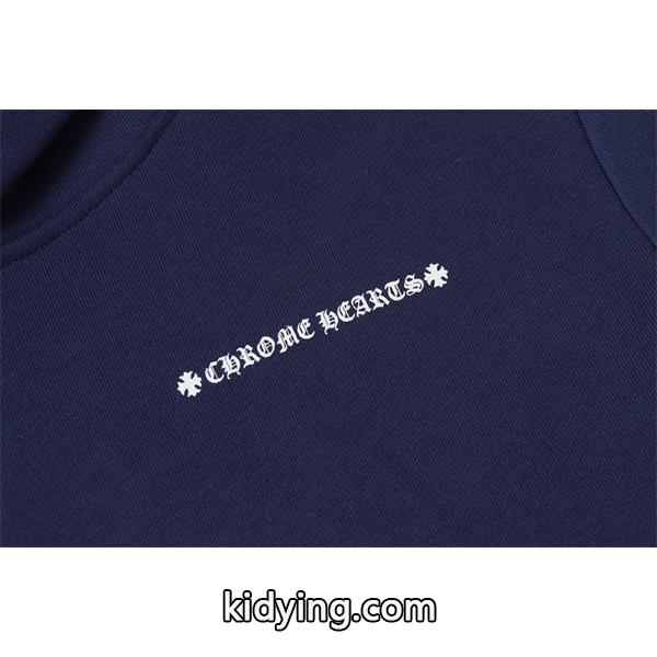 新登場 ネイビー × イエロークロス 本格派 温か素材 2025秋冬準備 クロムハーツ スーパーコピー Chrome Hearts パーカー-2