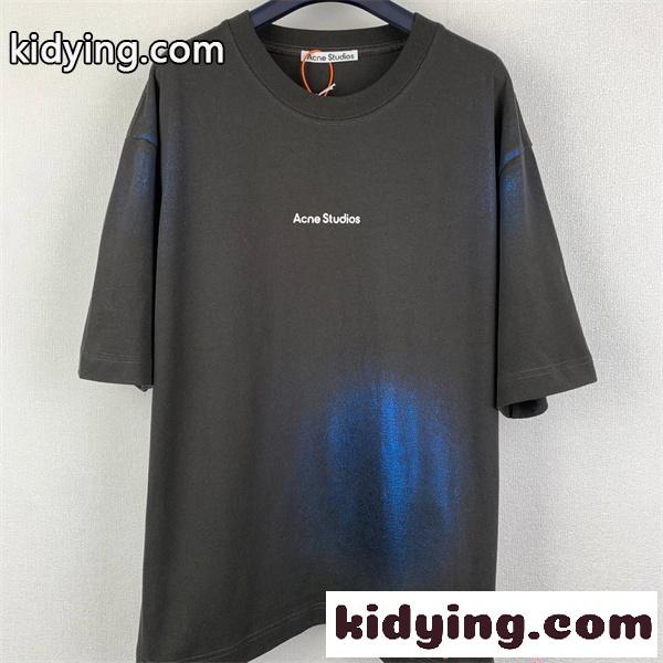 ミニロゴ Acne ワンポイントTシャツ ブラック アクネストゥディオズ コピー 半袖 シンプル 上品-0