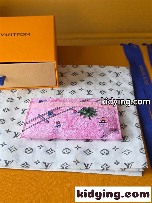 Louis Vuitton コピー ルイヴィトン M26803 カードケース ピンク モノグラム イラストデザイン スリムカードホルダー コンパクト財布 レディース-3
