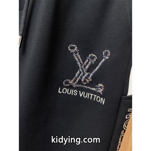 売れ筋おすすめモデル ブラックサイドラインロゴ Louis Vuitton ルイヴィトン スーパーコピー トラックパンツ-1