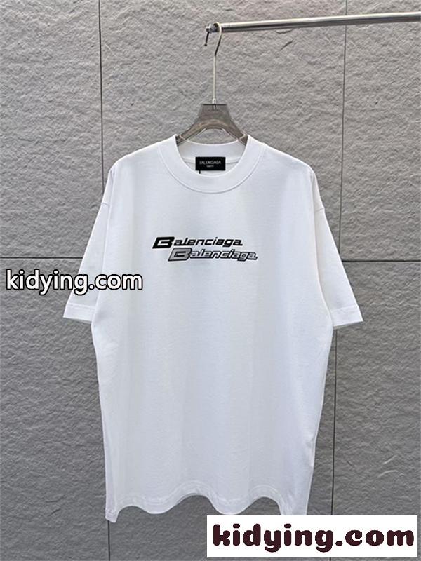 ビビッドピンク 半袖Tシャツ BALENCIAGA バレンシアガ コピー ダブルロゴプリント クルーネック ゆったりシルエット メンズカジュアル-6