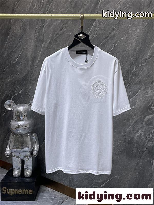 バックプリントTシャツ Chrome Hearts クロムハーツ コピー トーンオンクロス柄 半袖 丸首 ストリートカジュアル-7
