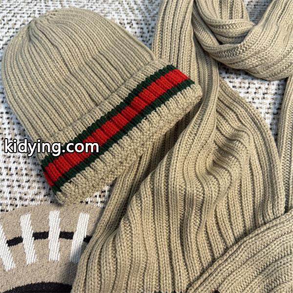 GUCCI グッチ コピー ニットマフラー キャップセット ブラック 暖か素材 冬仕様-5