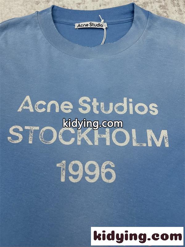 Acne ロゴプリント Tシャツ ブルー 長袖 カジュアル ストリート 抜け感 アクネストゥディオズ コピー-3