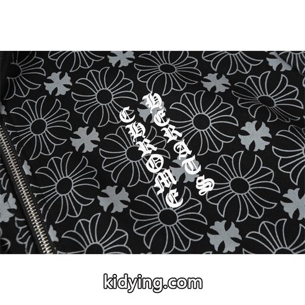 クロムハーツ コピー Chrome Hearts パーカー 話題 ホワイト × スカイブルー 星柄フルジップ 快適着心地 2025秋冬注目-5