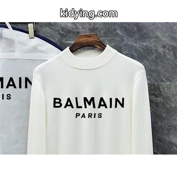 フロントロゴ 主張 ミニマル BALMAIN バルマン コピー ニットトップ 高級感 即映え-5