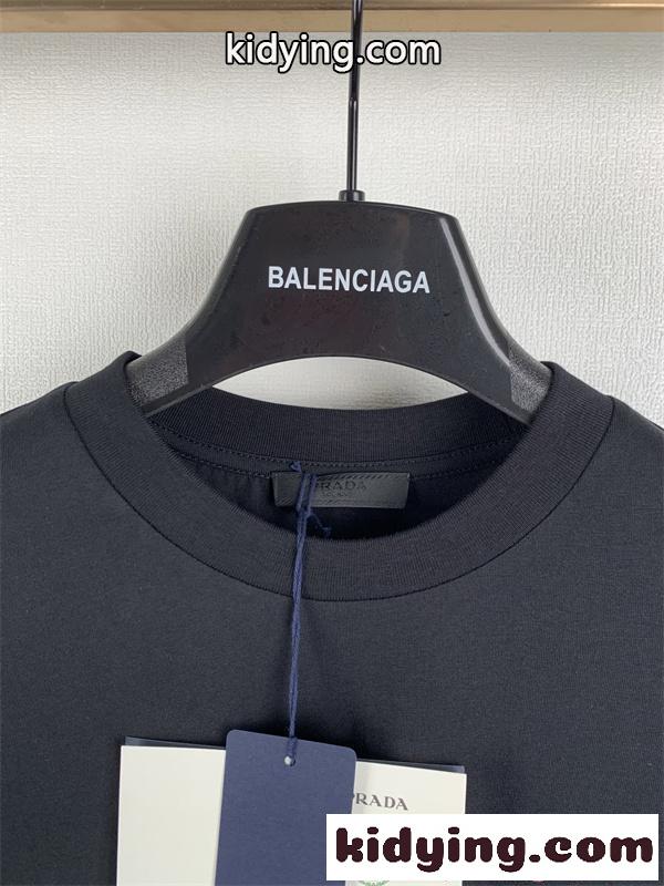 人気集中 ホワイト 上品 シンプル モードカジュアル メンズ Tシャツ PRADA プラダ コピー-5