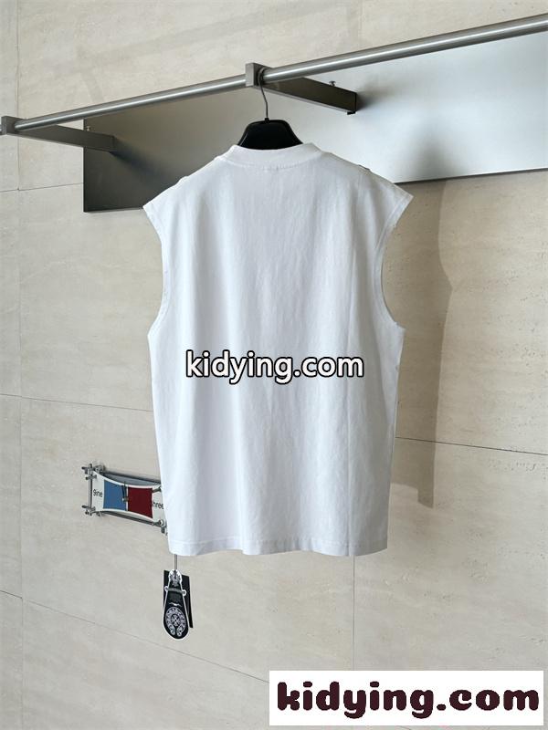 クロムハーツ メンズ ノースリーブTシャツ ブラック ホワイト 刺繍ロゴ入り Chrome Hearts コピー ノースリーブTシャツ カジュアル トップス-1