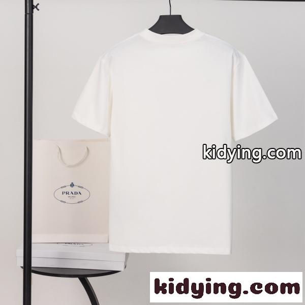 PRADA プラダ メンズ 半袖Tシャツ ポケット付き 三角ロゴ 無地 コットン ミニマル 上品 定番 快適-6