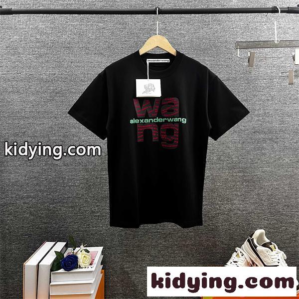 Alexander wang プリント アレキサンダーワン コピー Tシャツ 重ねロゴデザイン 韓国ストリート オーバーサイズ-0