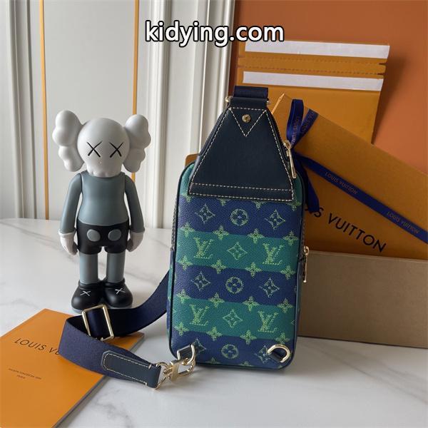 LOUIS VUITTON 偽物 個性 高級 ブルーグリーン モノグラム スリングバッグ ルイヴィトン-0