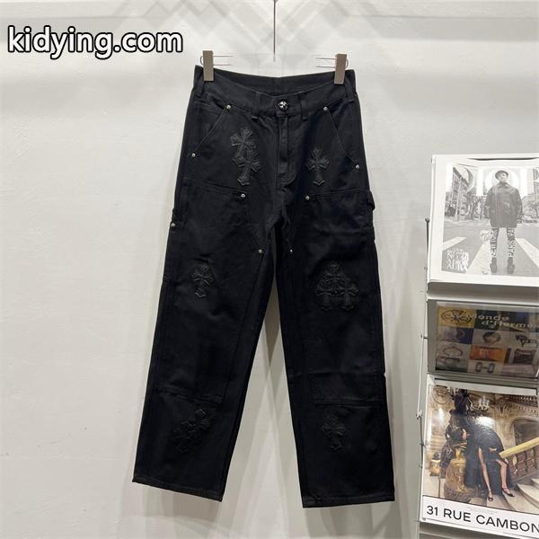 クロムハーツ Chrome Hearts コピー 重厚感 クロス刺繍 無骨シルエット デニムパンツ-0