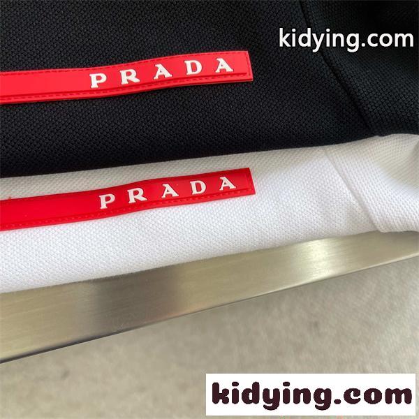 プラダ コピー PRADA 半袖ポロシャツ ジップ ワンポイント シンプル 上品 ストレッチ素材-3