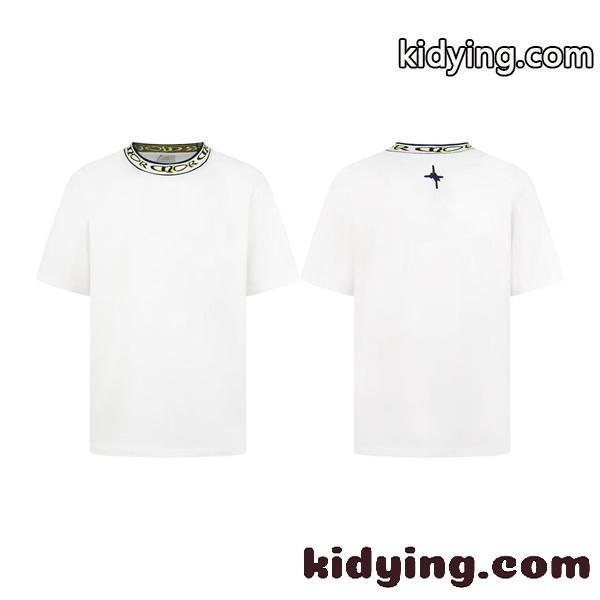 ワンポイントモチーフ ミニマルルック 爽やかな印象 DIOR ディオール コピー コットンTシャツ デイリーファッション-1