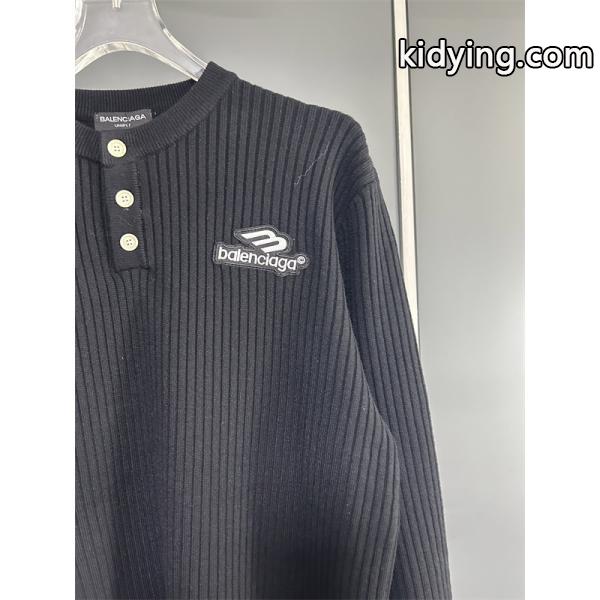 BALENCIAGA 偽物 スウェットシャツ リブ編み 長袖 ボタンデザイン カジュアル トップス バレンシアガ-1