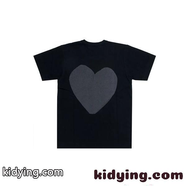 コムデギャルソン プレイ COMME des GARÇONS PLAY 激安 Tシャツ 半袖 ブラックハート モノトーン フロントプリント ミニマル 洗練 ユニセックス 軽量 コットン 黒-2