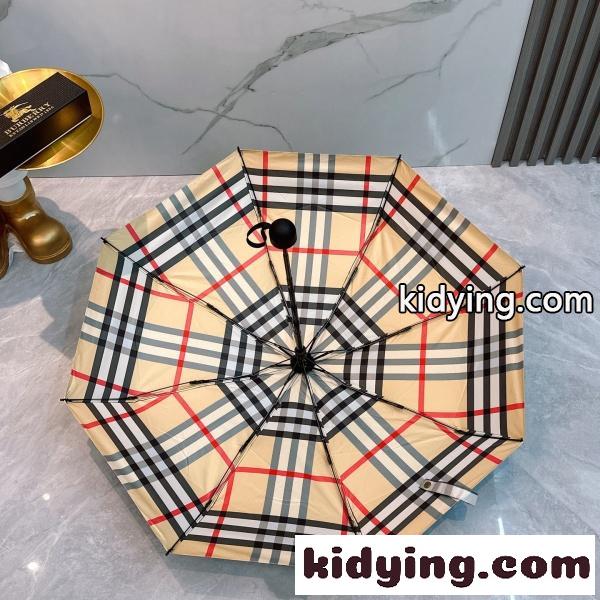 2026新作 BURBERRY 激安 バーバリー 折りたたみ傘 晴雨兼用 五つ折り 全自動 UVカット 軽量 チェック柄 ギフトBOX付き-0